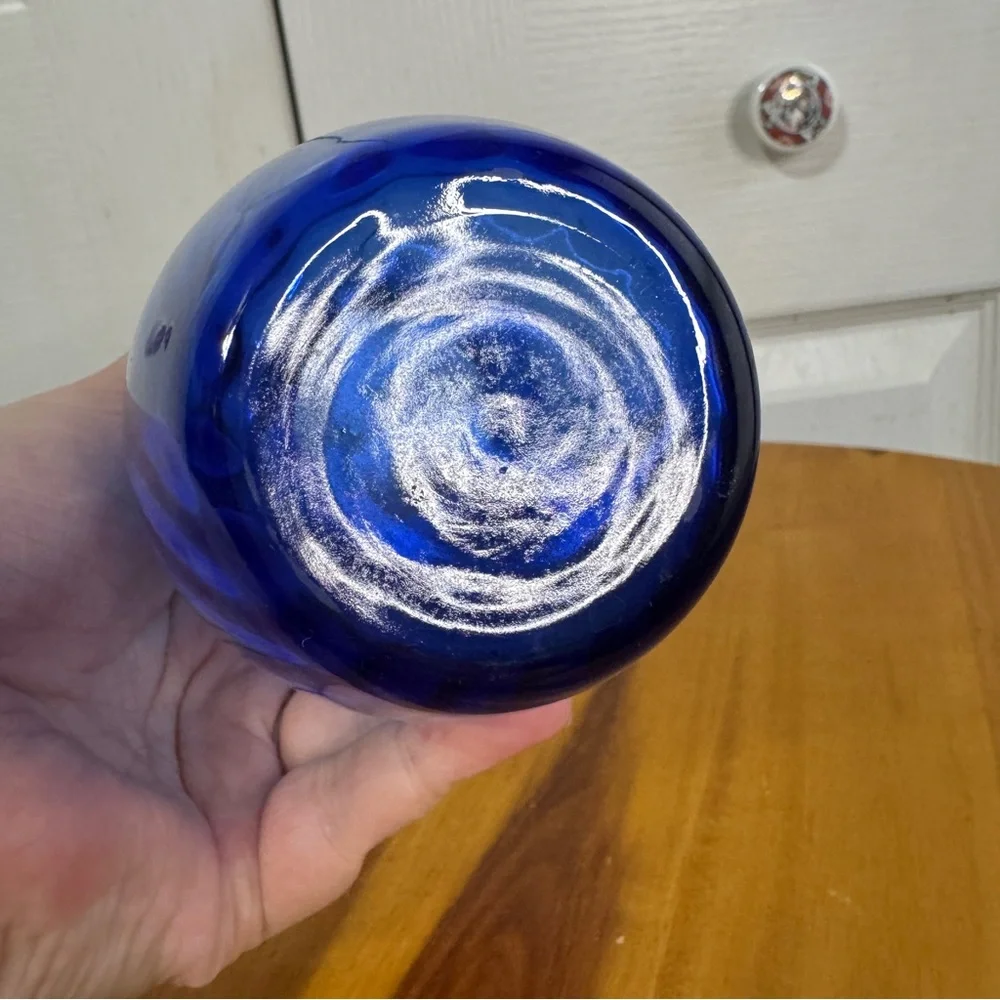 Indiana Glass cobalt‎ blue illusions optic swirl vase